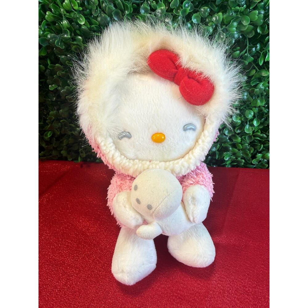Vintage 2004 Hello Kitty Pink Eskimo & Baby Seal Winter Plush Toy Sanrio